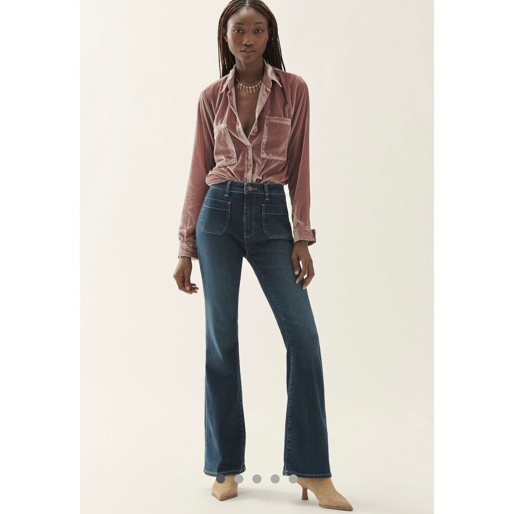 Pilcro The Icon Flare Jeans Patch Pocket Mid Rise 70s Retro Edition Sz 30  J3010